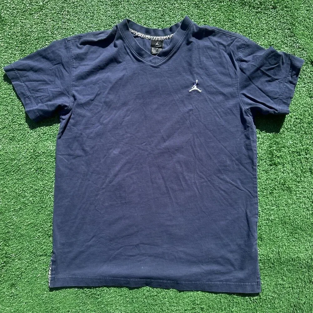 Vintage Nike Air Jordan Shirt Men’s XL Embroidered Jumpman Logo Blue White Y2K